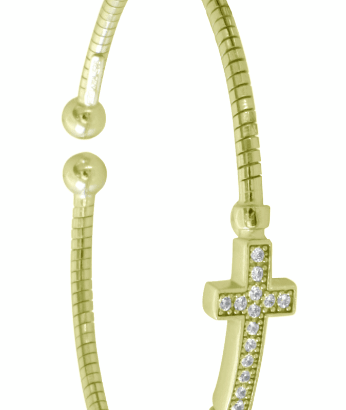Sterling Silver Bangle - Italian Silver Cross Gold