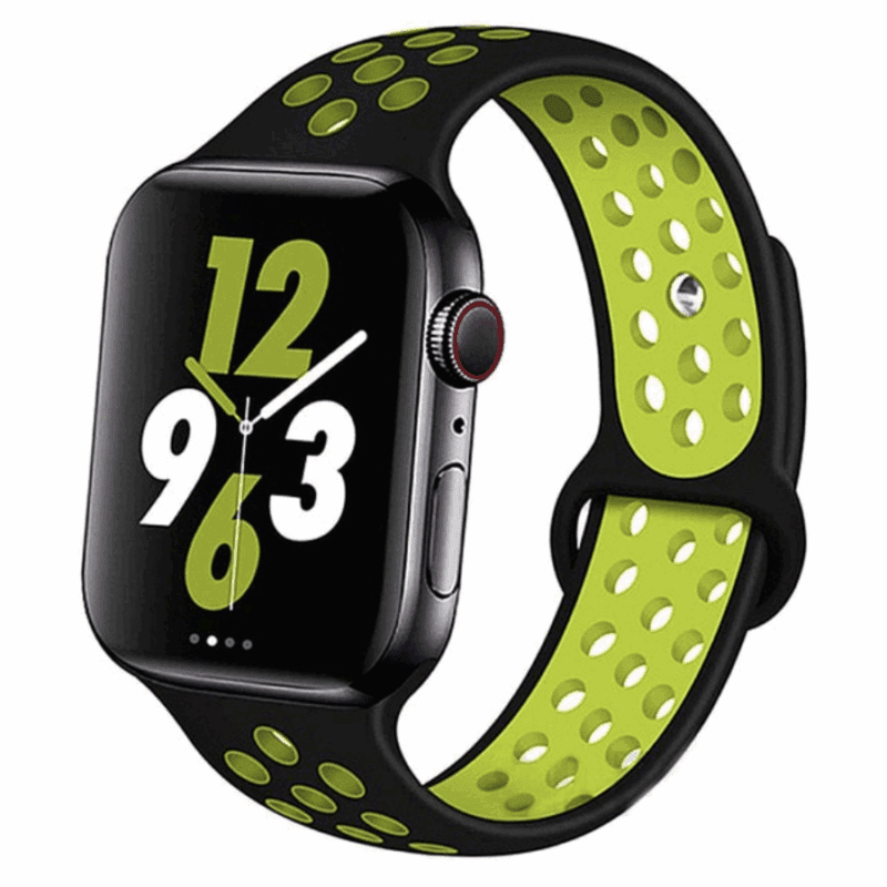 Apple Watch Band - Sport Black w/ Neon Green Holes