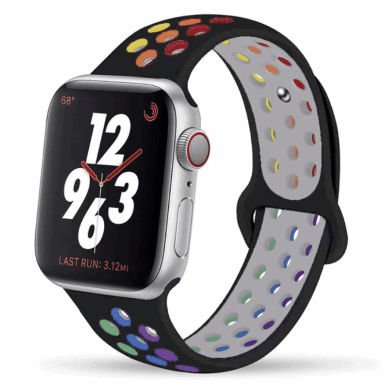 Apple Watch Band - Sport Black w/ Multi Color Holes