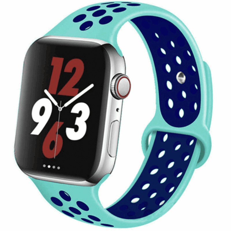 Apple Watch Band - Sport Turquoise w/ Blue Holes